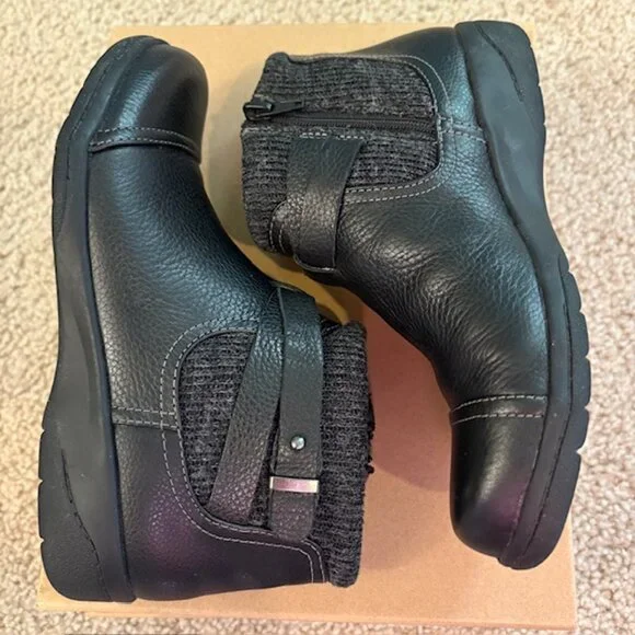 Clarks Cheyn Kisha Leather Sweater Cuff Ankle Boots Women's Size 6 Black - Picture 3 of 8